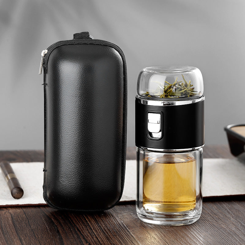 Double-Walled Glass Tea Infuser Thermos Bottle