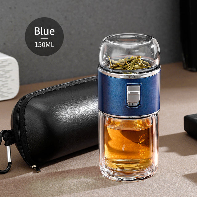 Double-Walled Glass Tea Infuser Thermos Bottle
