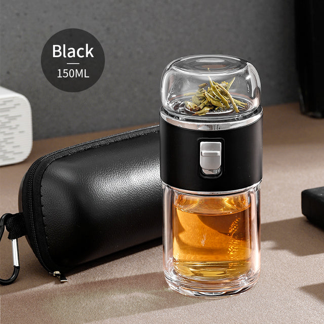 Double-Walled Glass Tea Infuser Thermos Bottle