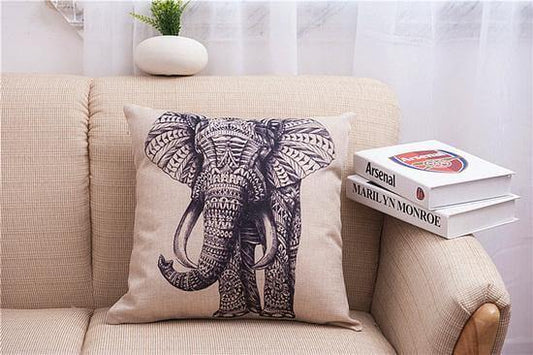 Elephant Print Cotton Linen Decorative Pillowcases