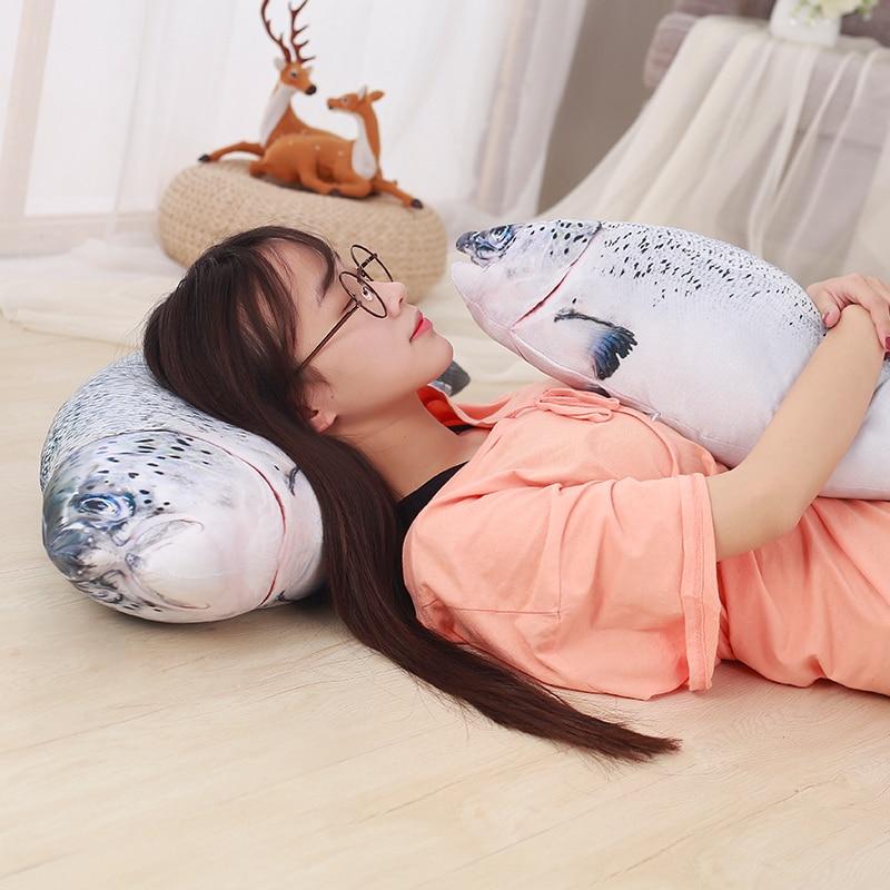 Soft Salmon Plush Pillow Toy for Kids and Adults