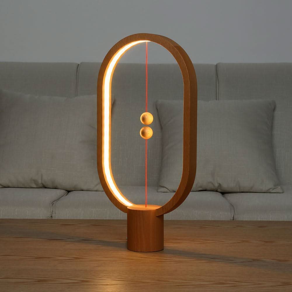 Wood LED Table Lamp with Magnetic Switch and USB Power