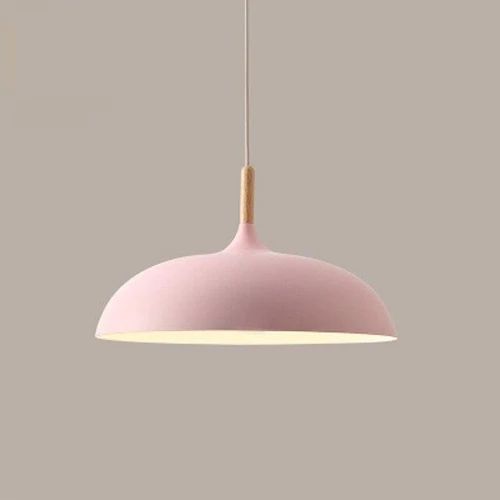 Pastel Metal and Wood Pendant Light with Adjustable Cord