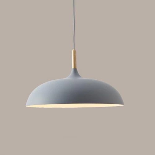 Pastel Metal and Wood Pendant Light with Adjustable Cord