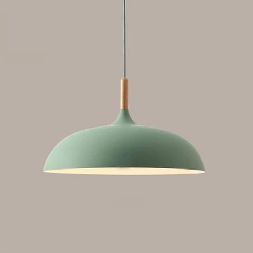 Pastel Metal and Wood Pendant Light with Adjustable Cord