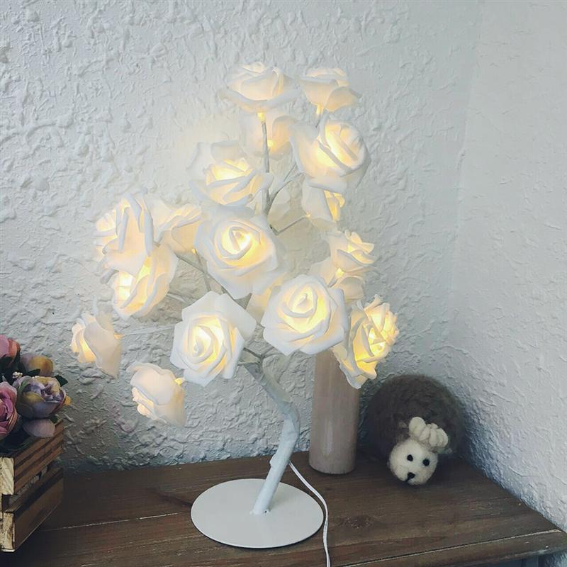 LED Rose Tree Table Lamp with Brushed Stainless Finish