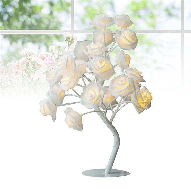 LED Rose Tree Table Lamp with Brushed Stainless Finish