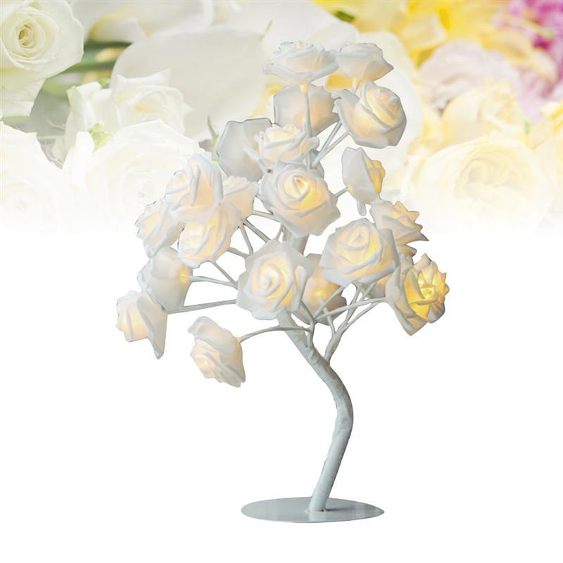 LED Rose Tree Table Lamp with Brushed Stainless Finish