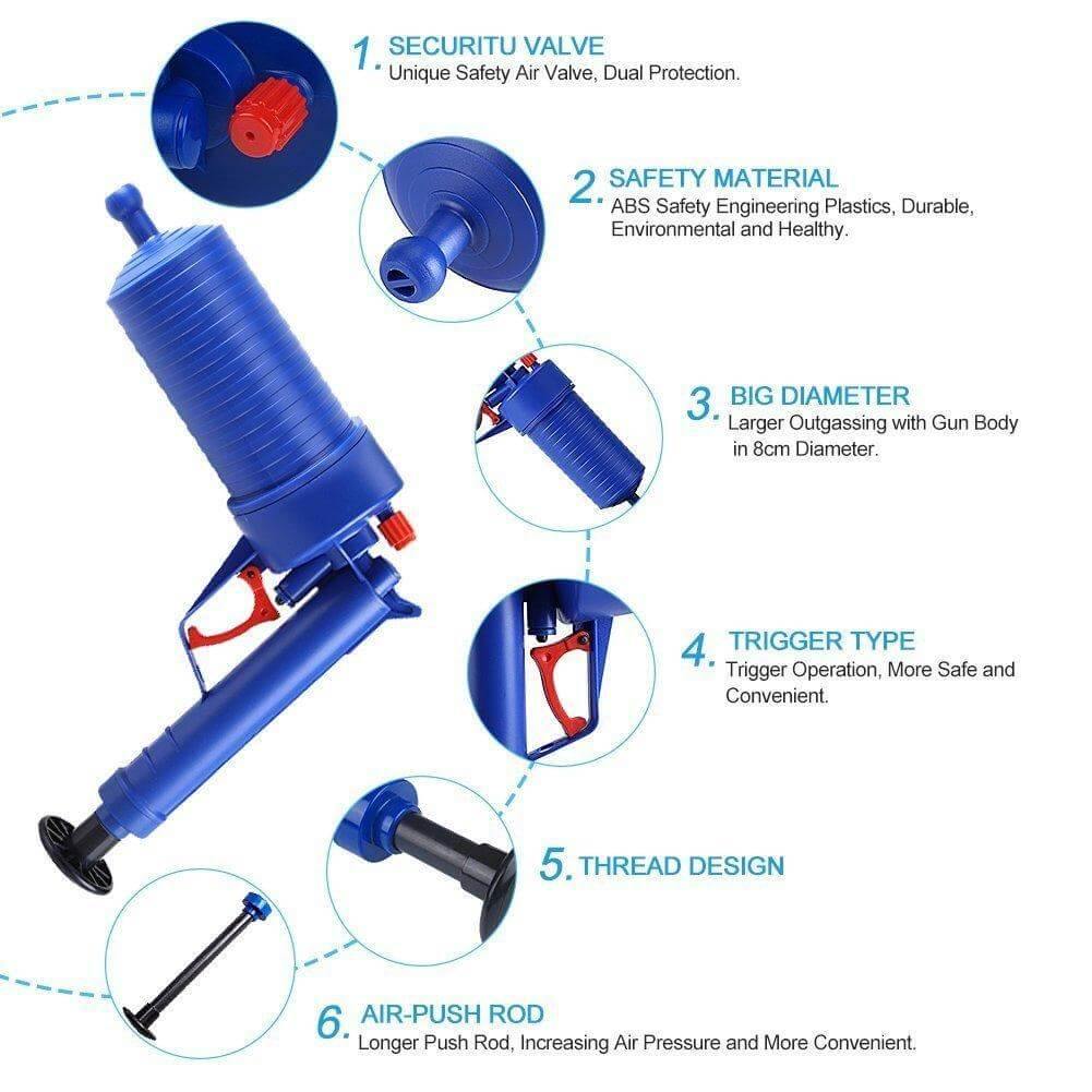 High Pressure Air Drain Cleaner with Multiple Suction Heads