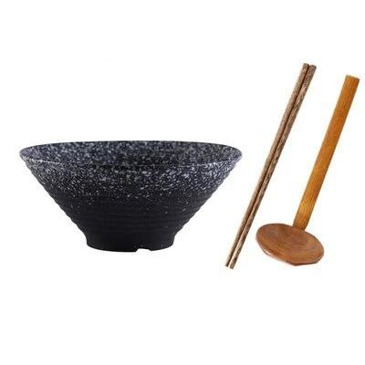 Japanese Ceramic Ramen Bowl Set with Chopsticks and Spoon, 3 Colors