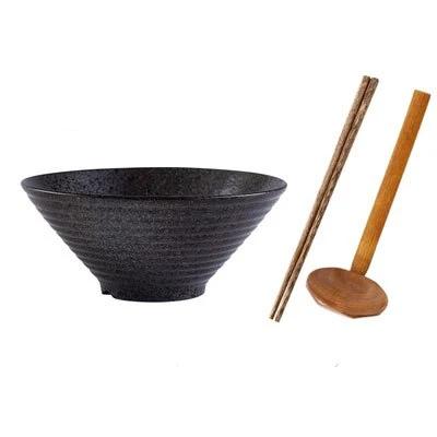 Japanese Ceramic Ramen Bowl Set with Chopsticks and Spoon, 3 Colors