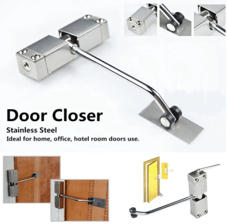 Adjustable Stainless Steel Automatic Door Closer for Up to 30 kg