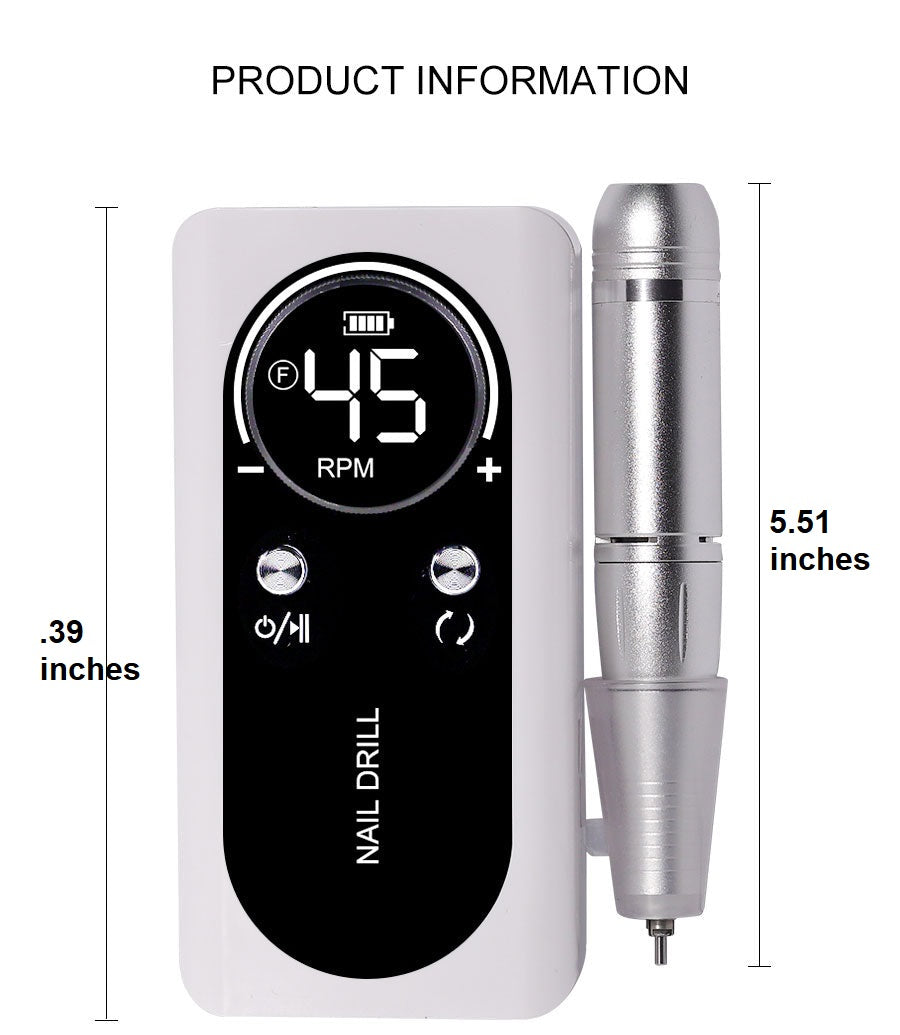Portable Electric Nail File 45000RPM Rechargeable Low Noise