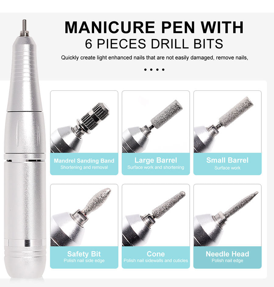 Portable Electric Nail File 45000RPM Rechargeable Low Noise