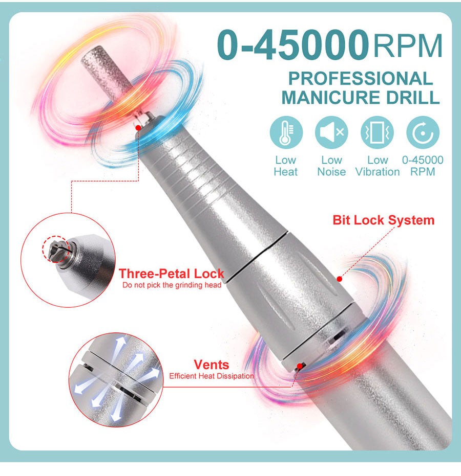 Portable Electric Nail File 45000RPM Rechargeable Low Noise