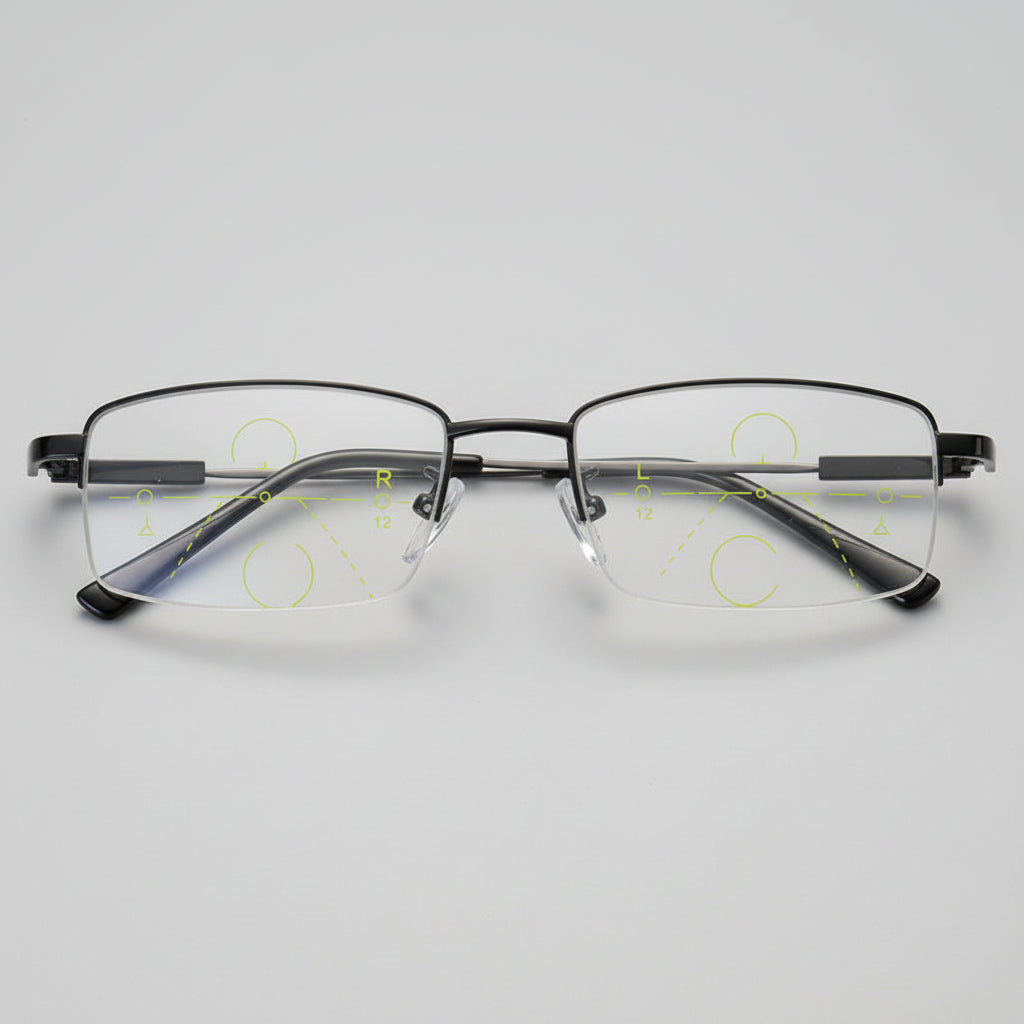 Titanium Progressive Reading Glasses with Dual-Use Far and Near Lenses