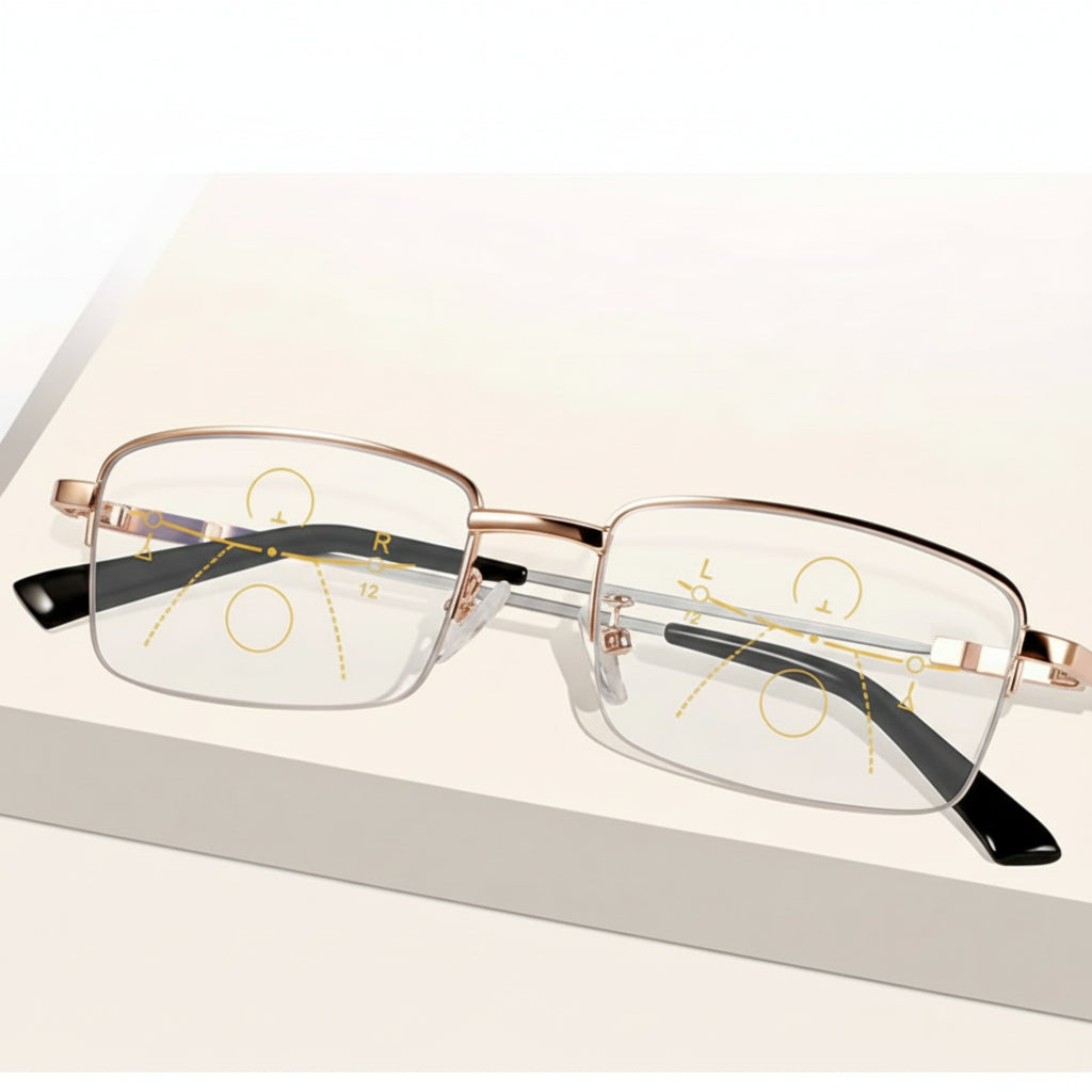 Titanium Progressive Reading Glasses with Dual-Use Far and Near Lenses