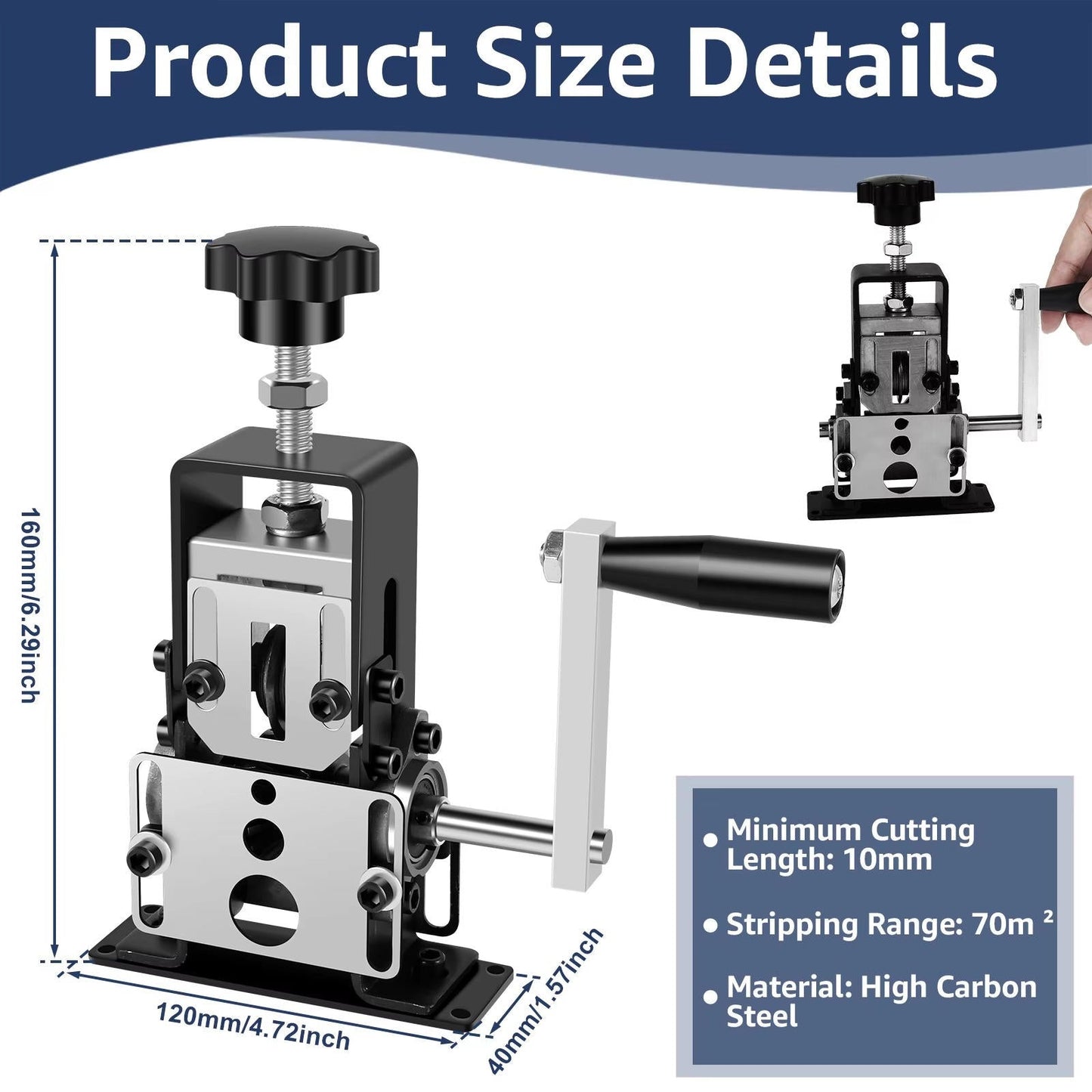 Manual Cable Stripper with Adjustable Depth and Drill Compatibility
