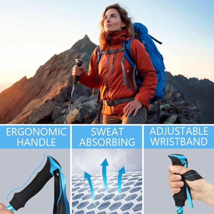 Adjustable Ergonomic Aluminum Trekking Poles - Lightweight & Compact