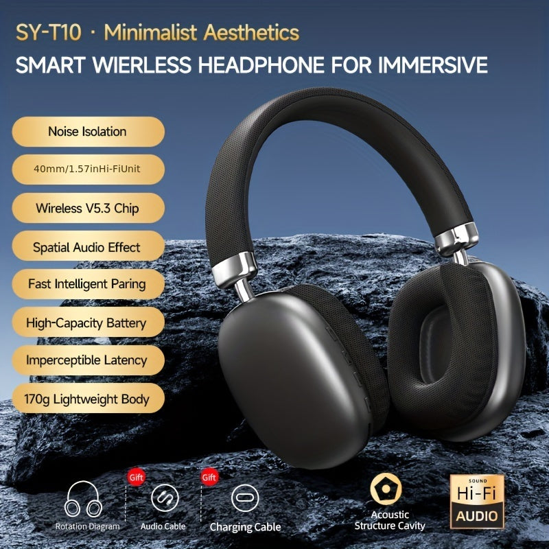 Wireless Over-Ear Headphones with Sound Isolation and Comfort Cushions