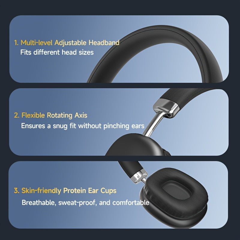 Wireless Over-Ear Headphones with Sound Isolation and Comfort Cushions
