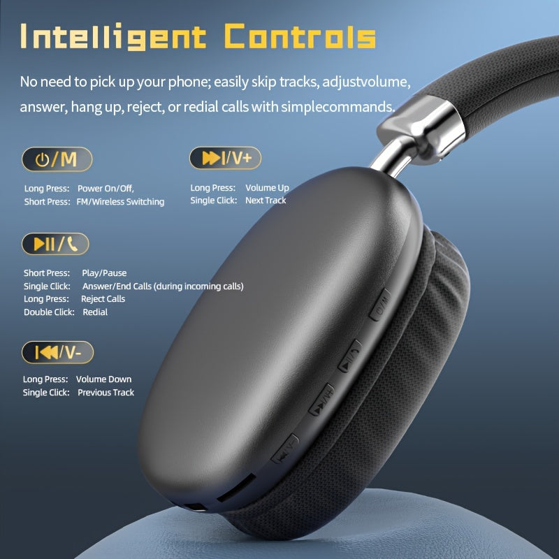 Wireless Over-Ear Headphones with Sound Isolation and Comfort Cushions