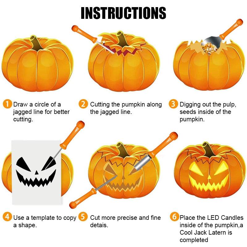 Stainless Steel Pumpkin Carving Tool Set with Storage Bag