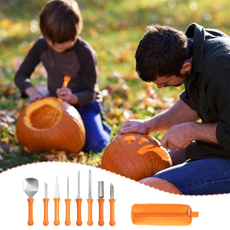 Stainless Steel Pumpkin Carving Tool Set with Storage Bag