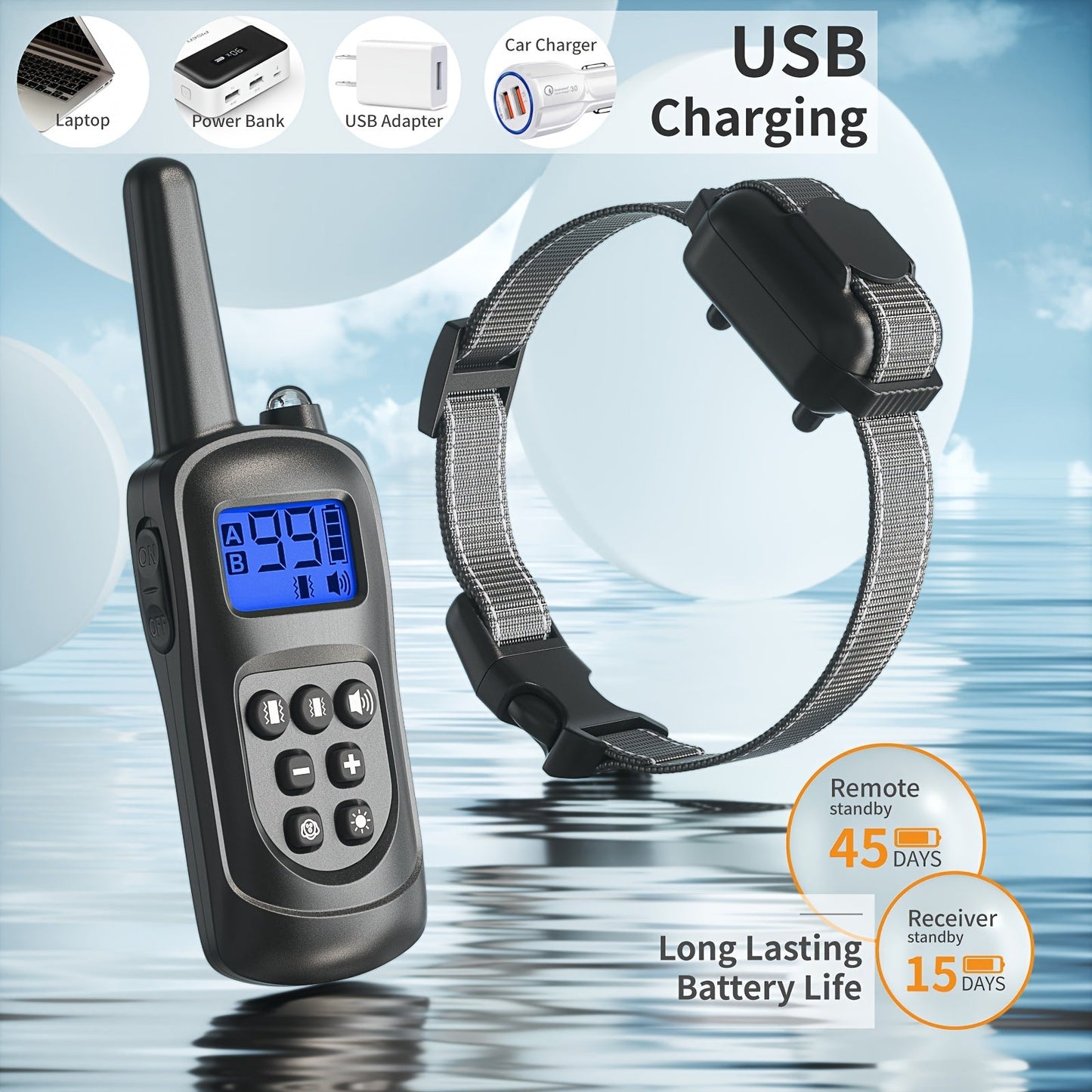 Adjustable Vibration Dog Collar with USB Charging