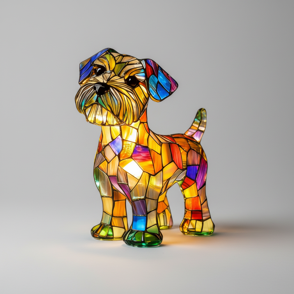 Rainbow Glass Dog Lamp Colorful LED Table Light