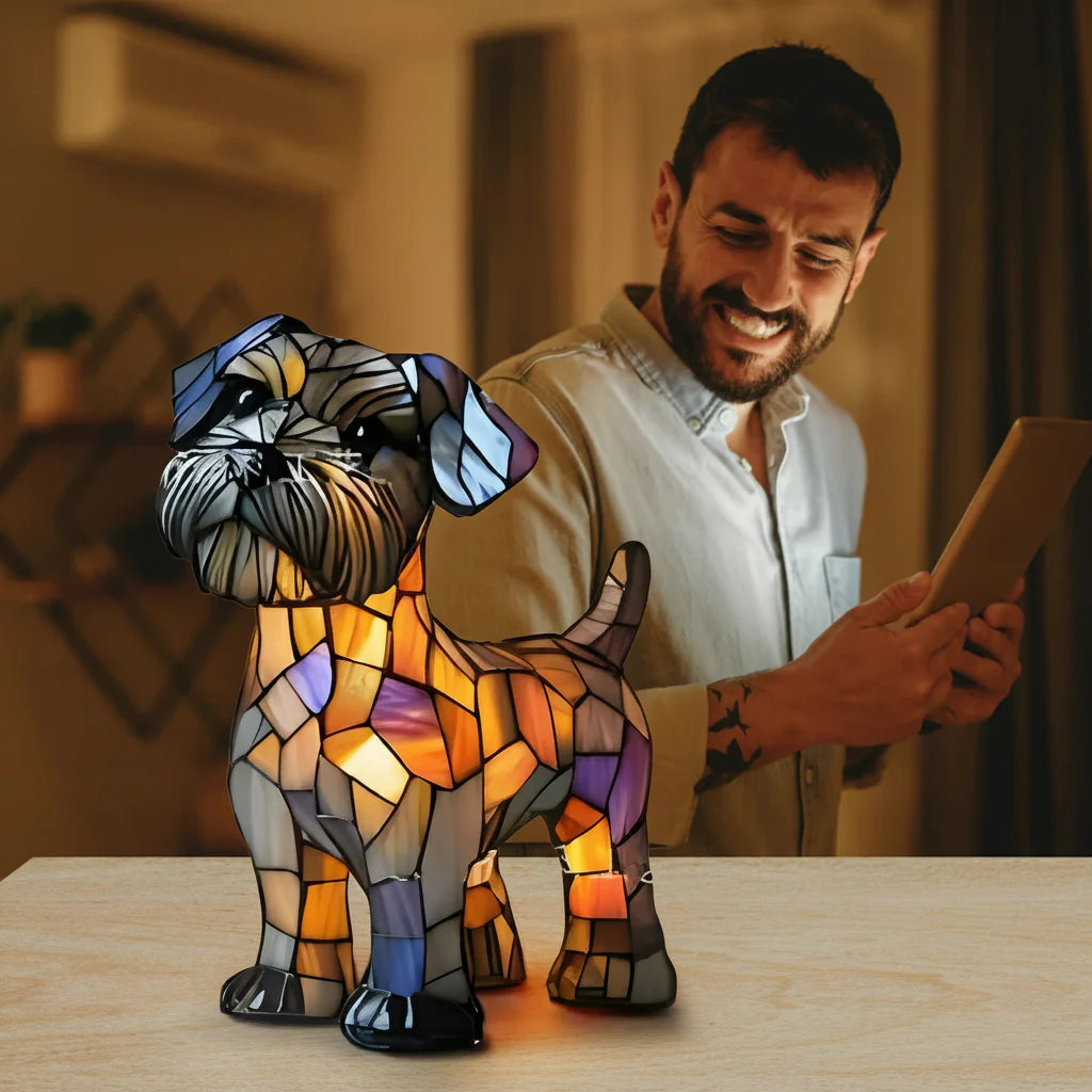 Rainbow Glass Dog Lamp Colorful LED Table Light