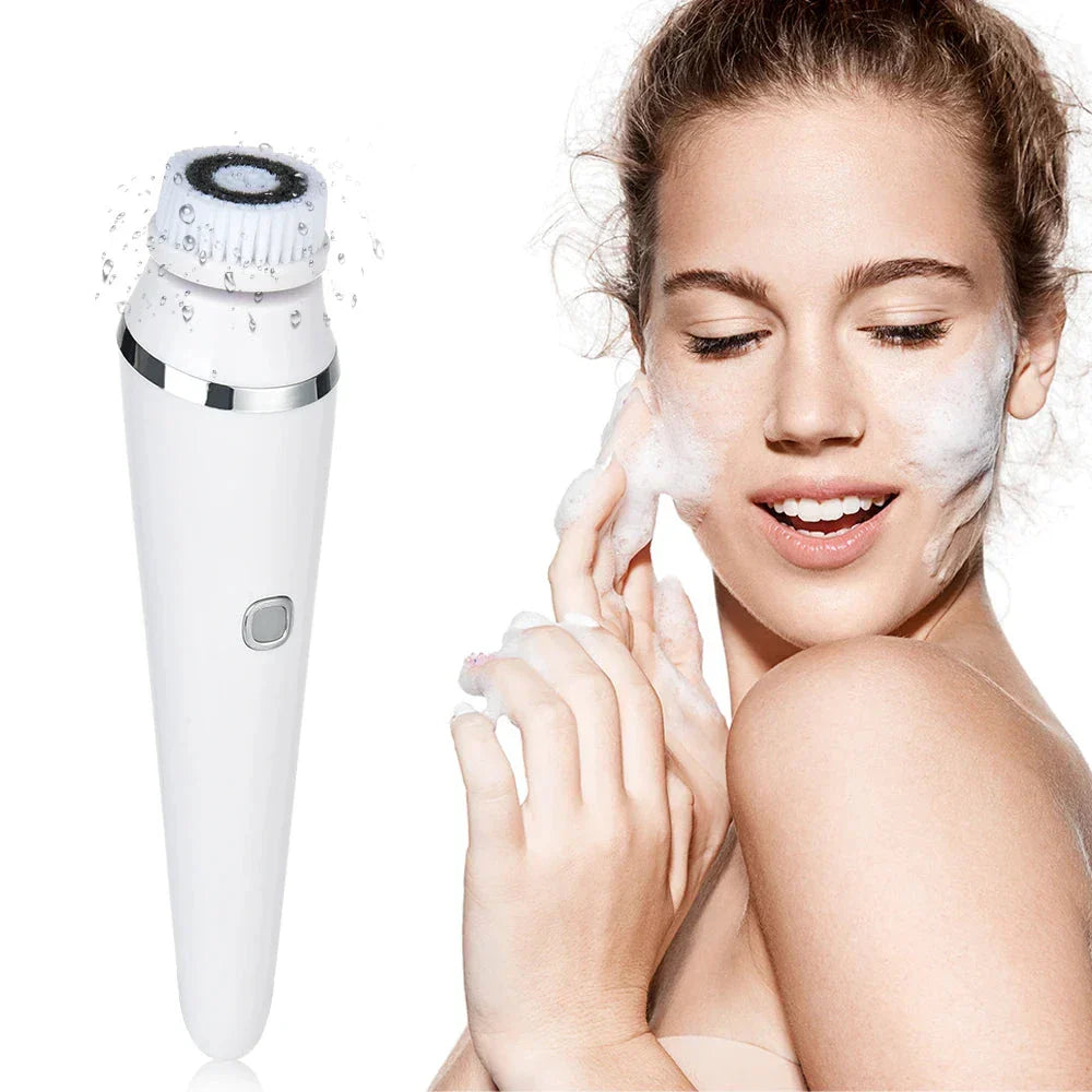 Travel-Friendly Cleansing Brush with 4 Replaceable Heads