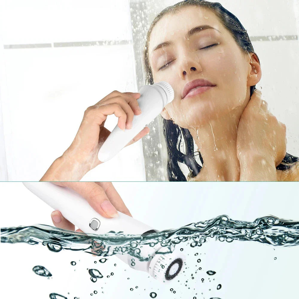 Travel-Friendly Cleansing Brush with 4 Replaceable Heads