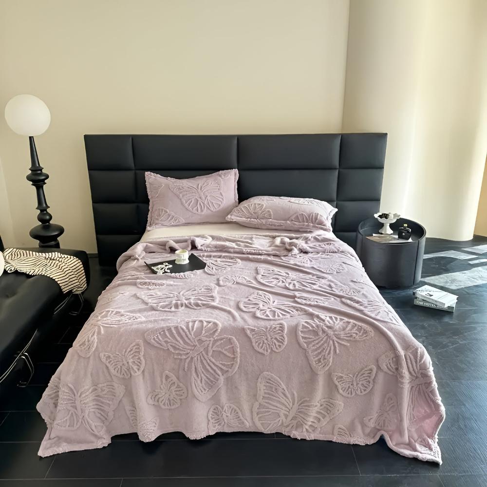 3D Butterfly Jacquard Flannel Blanket
