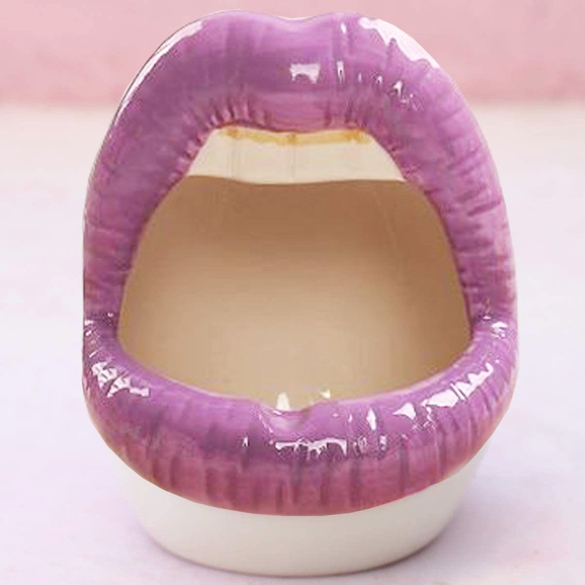 Ceramic Lip-Shaped Planter for Succulents and Decor