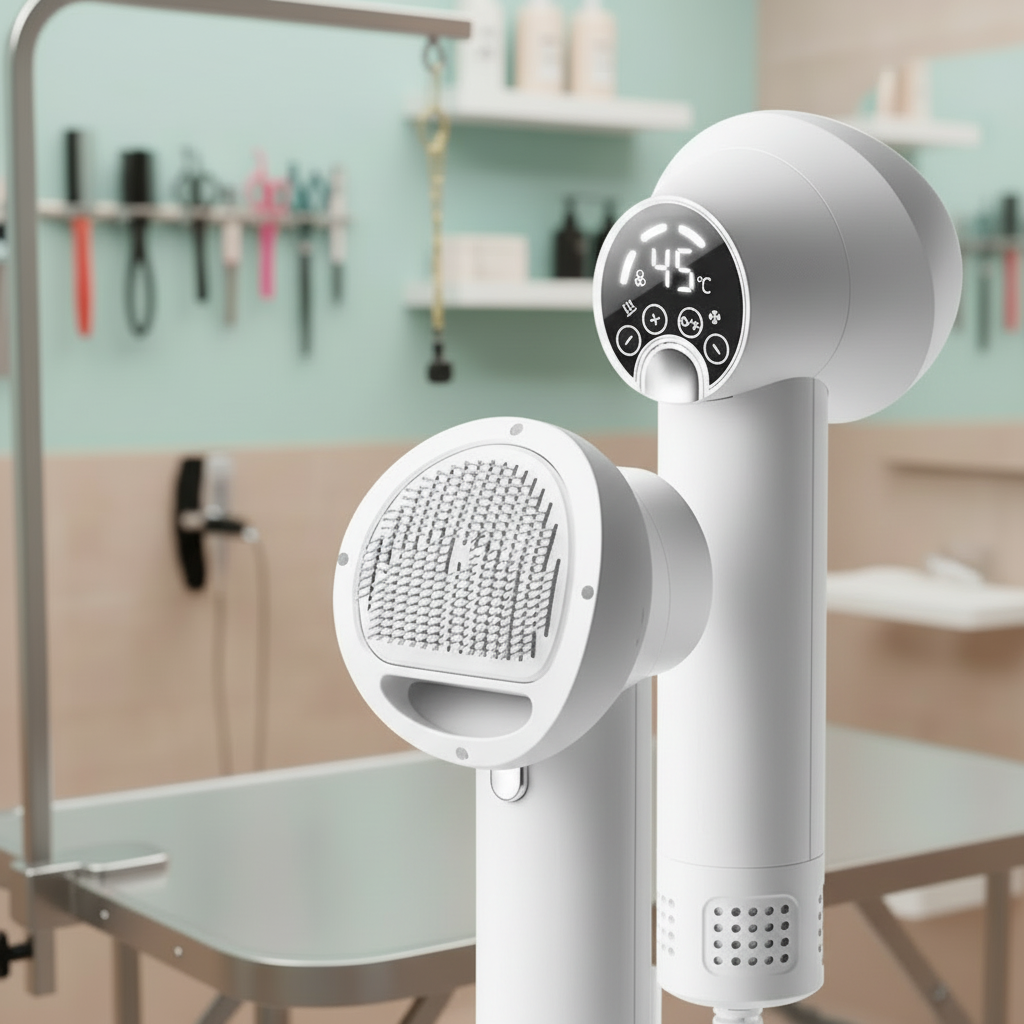Gentle Grooming Dryer with Brush for Dogs and Cats