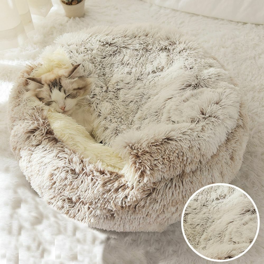 Plush Semi-Enclosed Cat Bed for Cozy Security