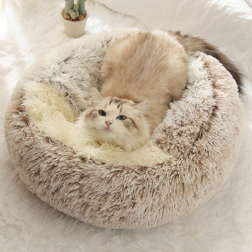 Plush Semi-Enclosed Cat Bed for Cozy Security