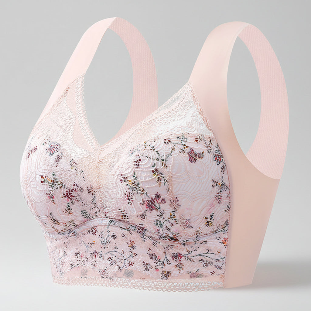 No Wire Women's Push Up Bra with Wrapped Chest Support
