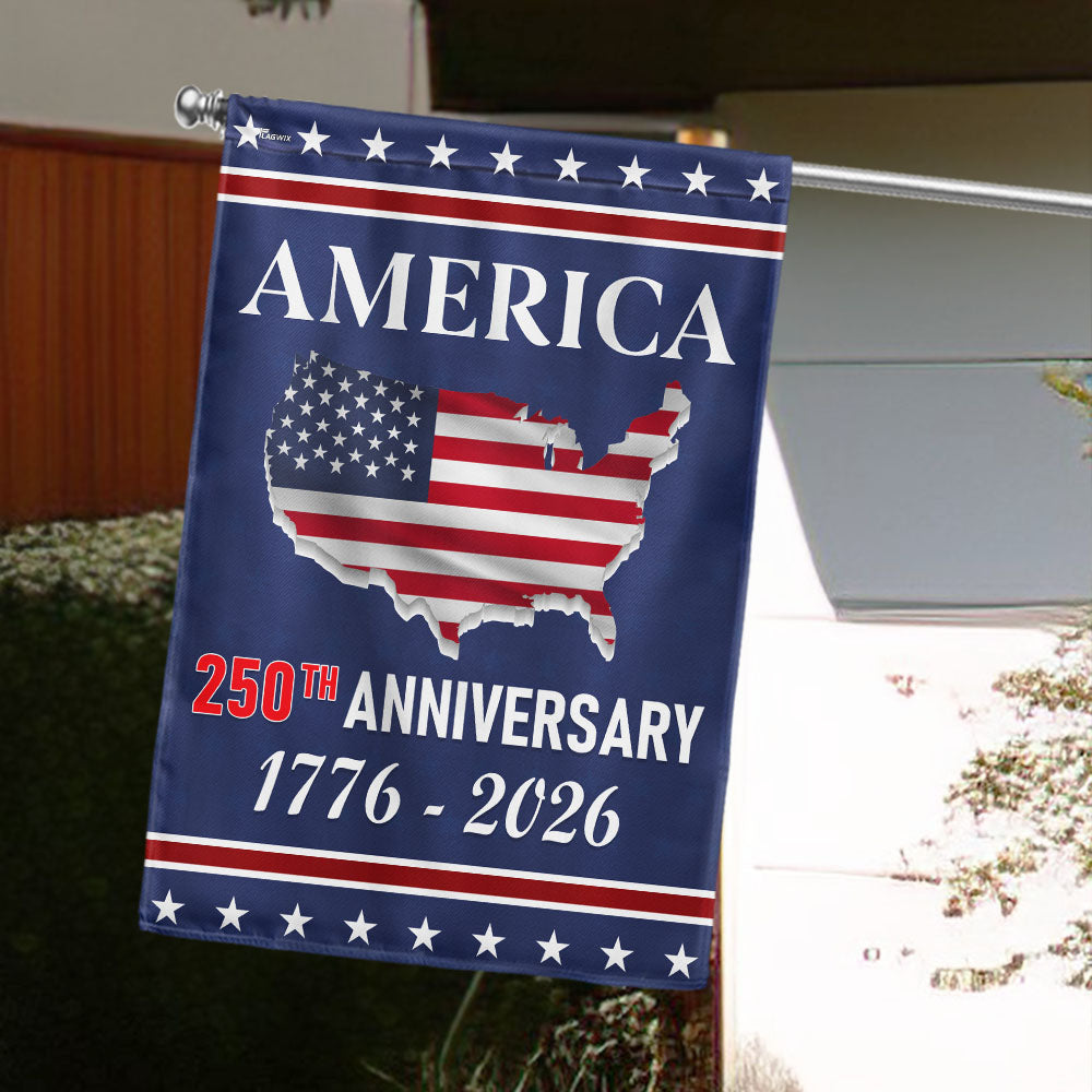 American Flag 250th Anniversary Map Flag Double-Sided Patriotic Decor