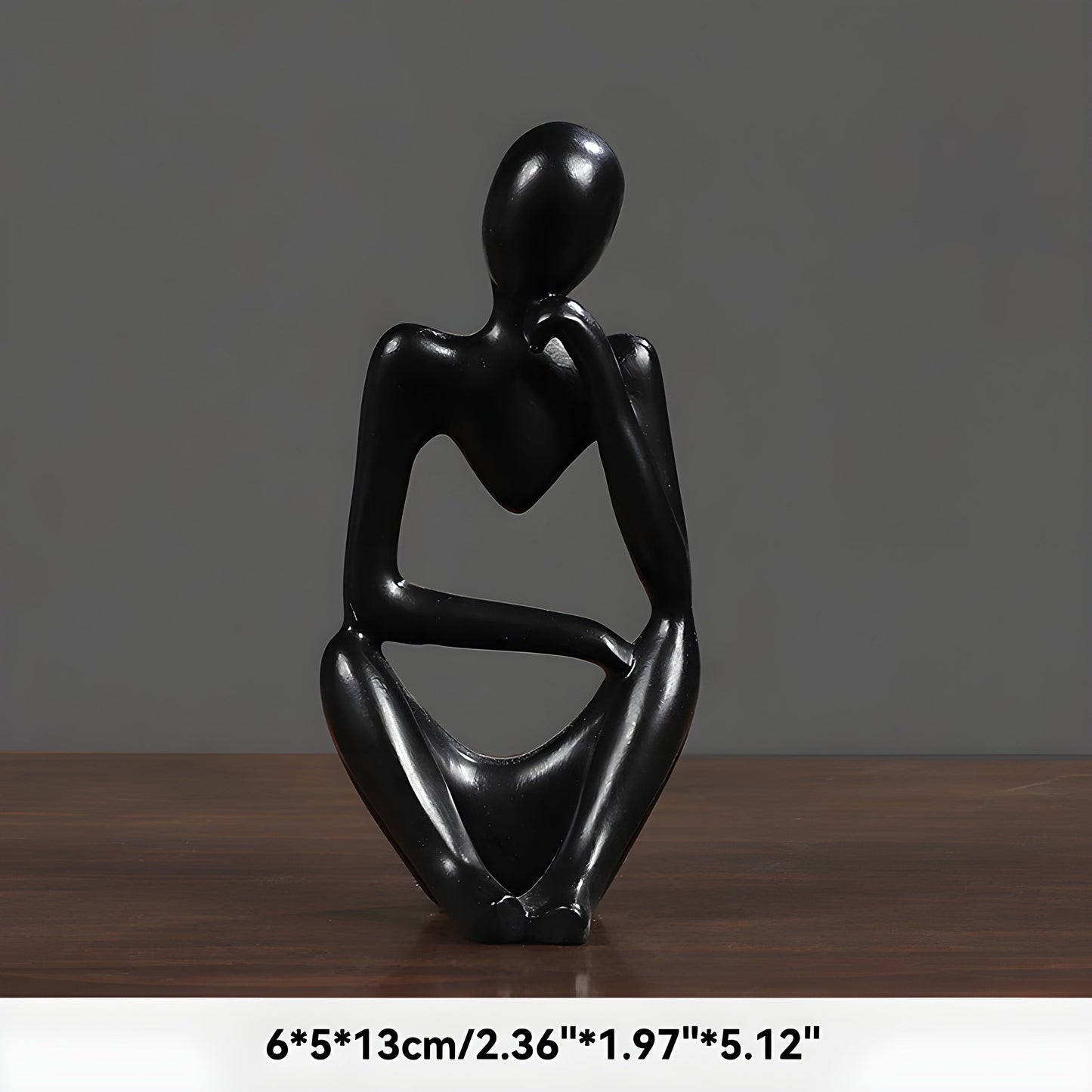 Abstract Yoga Thinker Sculpture in Sand-Hued Scandinavian Design