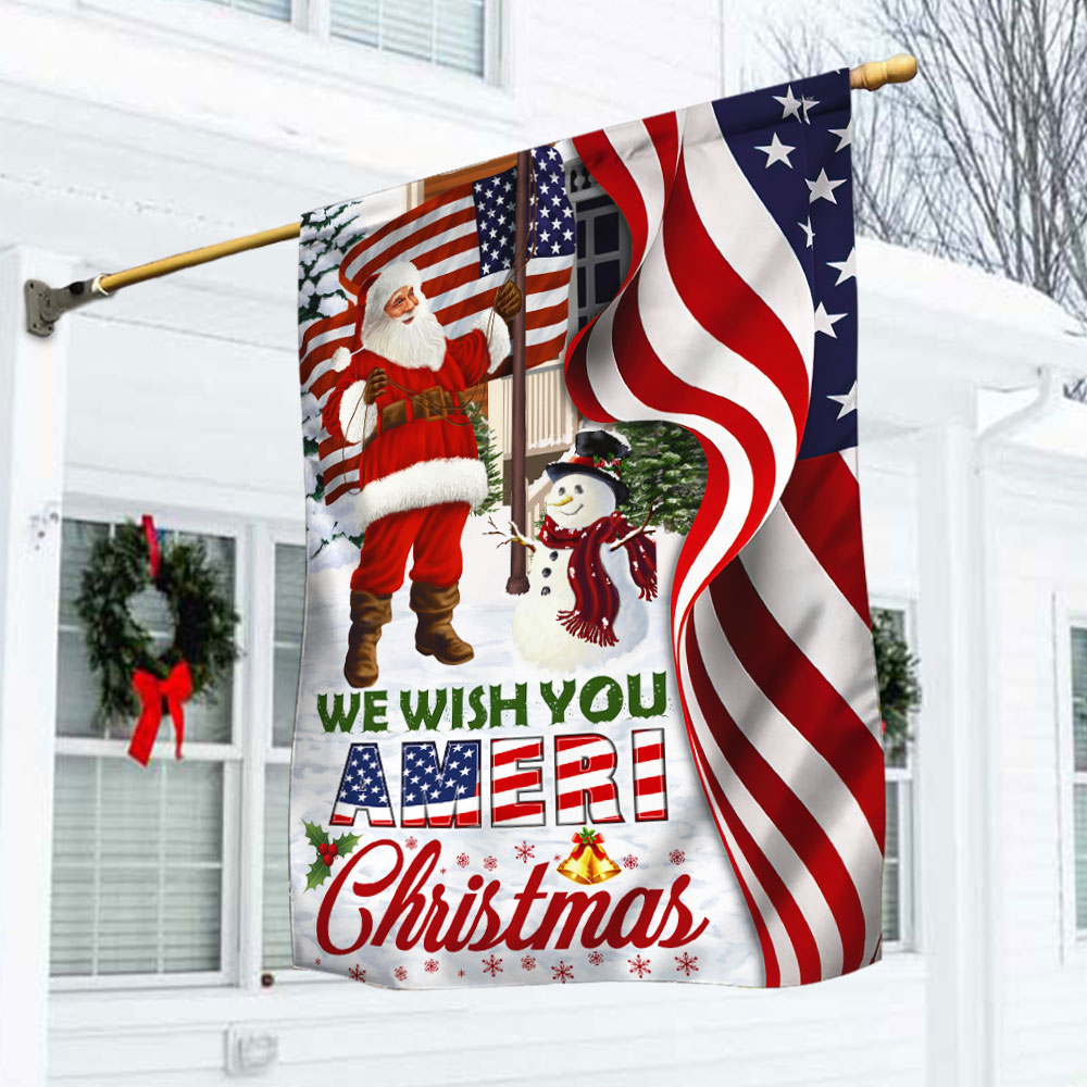 Double-Sided Santa Claus US Flag Christmas Decoration