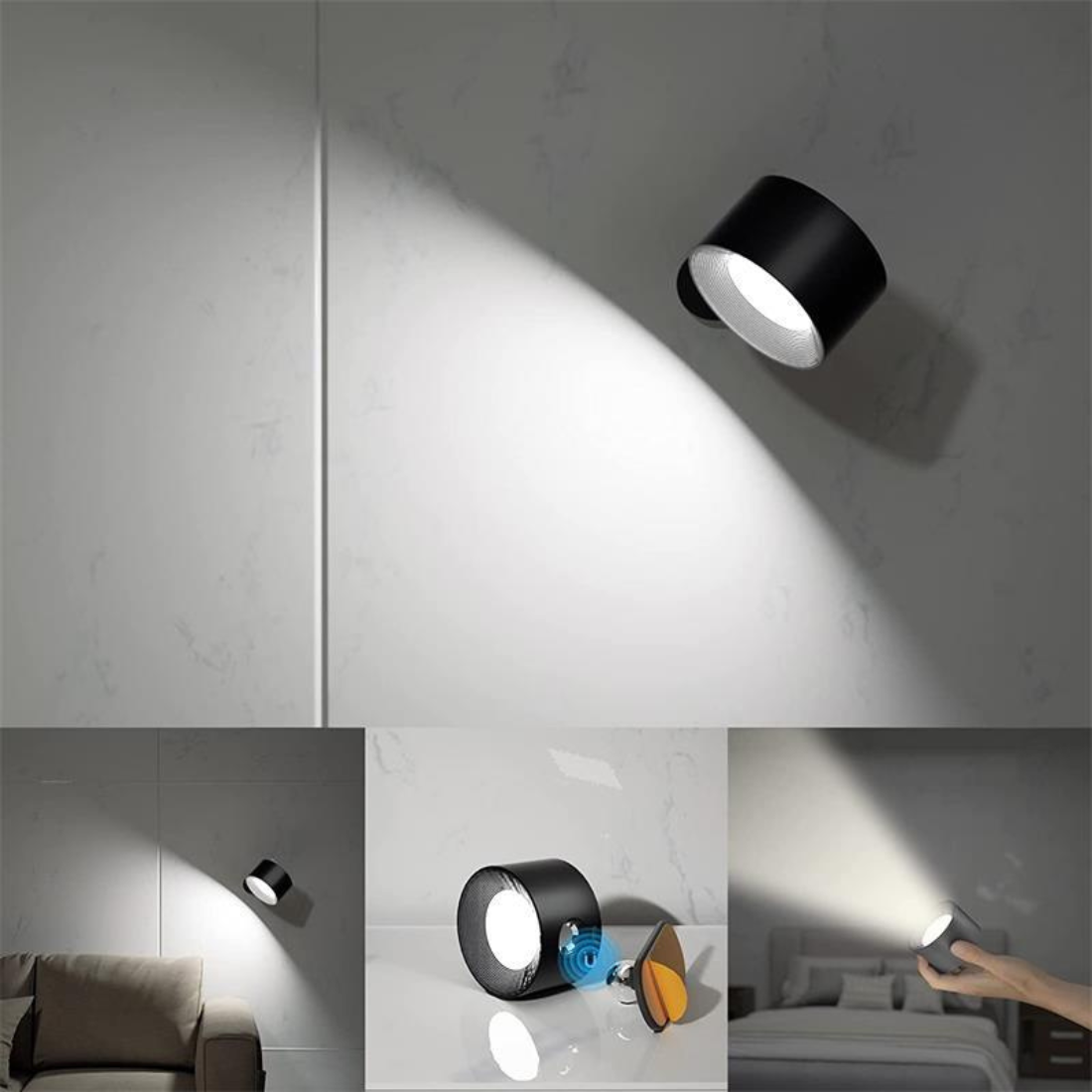 Wireless Rechargeable Wall Lamp with Touch Control and 360° Adjustment