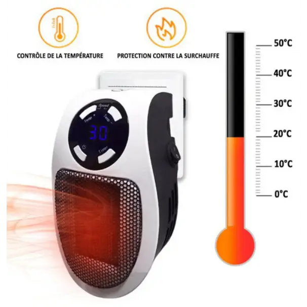 Portable Electric Heater with Instaheat Technology and Thermostat