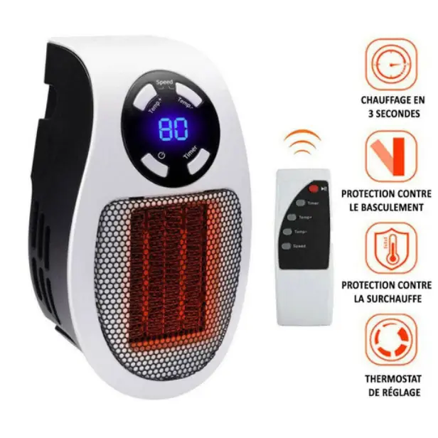 Portable Electric Heater with Instaheat Technology and Thermostat