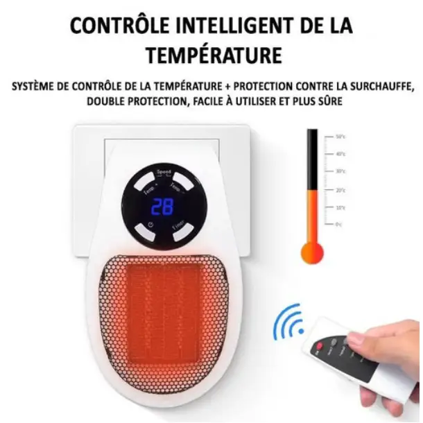 Portable Electric Heater with Instaheat Technology and Thermostat