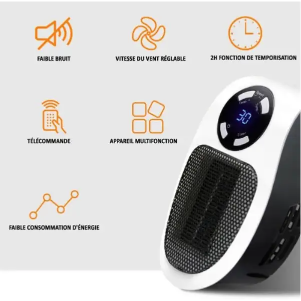 Portable Electric Heater with Instaheat Technology and Thermostat
