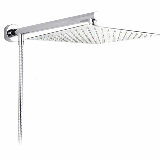 Wall-Mounted Ultra Slim Rain Shower System with Adjustable Arm and Hose