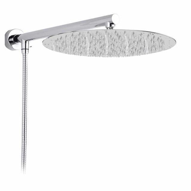 Wall-Mounted Ultra Slim Rain Shower System with Adjustable Arm and Hose