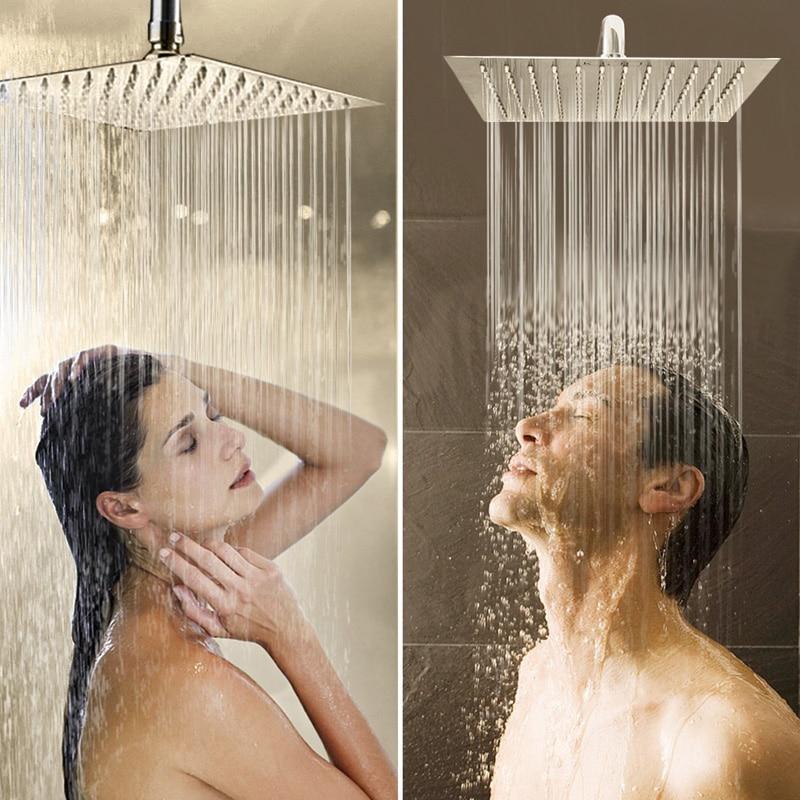 Wall-Mounted Ultra Slim Rain Shower System with Adjustable Arm and Hose